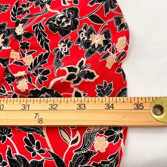 Parker Womens Dress M 100% Silk‎ Floral Ruched Short Sleeves Ruffle Hem Short - Picture 10 of 13